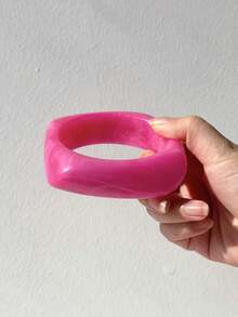 1pc Pink Transparent Asymmetrical Resin Bracelet, Heart Spike Rivet Leather Strap Wristband, Layered Charm Jewelry For Women - Multicolor - View 17