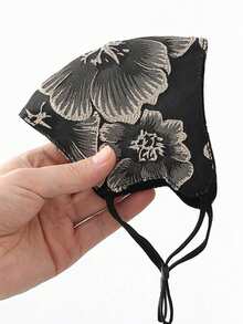 3D Embossed Peony Women's Face Mask - Adjustable Ear Loops, High-End Fashion Breathable Sun Protection, 3D Stylish Accessory, Suitable For Daily Outings, Versatile Mask With Exquisite Design, Delicate Embroidery, Durable Material