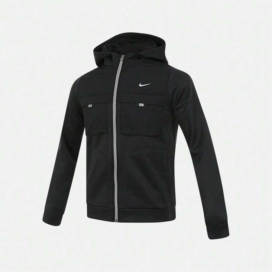 Teen Boy Nike NSW City Utility FZ Hoodie MM Knit Jacket IO0763-010 - Black - View 1