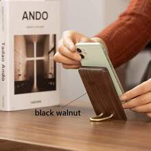 1pc Wooden Desktop Phone Lazy Stand Creative Black Walnut Simple Universal Tablet IPad Support Stand Light Luxury Ornament Phone Stand ﻿ - Multicolor - View 2