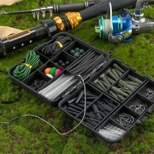 280pcs Carp Fishing Accessories Terminal End Tackle Box Lead Clips Hooks Swivels - Army Green - View 6