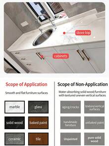 1卷高清透明保护膜，厨房贴纸，防水防油防火，适用于桌面、墙面、咖啡桌、餐桌、家具、大理石等表面，耐刮擦耐热，无内纸筒包装 - 白色 - 查看 5
