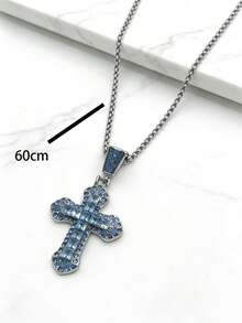 1 pezzo Collana da uomo con pendente a croce in lega di zinco stile hip hop, gioiello europeo e americano, accessorio adatto per una dichiarazione di moda - Attraverso - Visualizzare 9