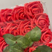 Arranjo Floral Artificial de Rosas para Decoração Doméstica, Buquê com 25 Hastes para o Dia dos Namorados - Vermelho - Visão 6