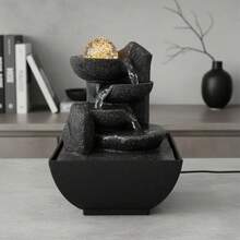 Decorative Water Fountain With 3 Falls And 4 LEDs, Casa Real, Black, 127/220v - màu đen - Xem 5