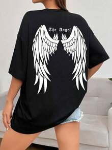 Women's Oversized T-Shirt, 100% Cotton - Black - View 1