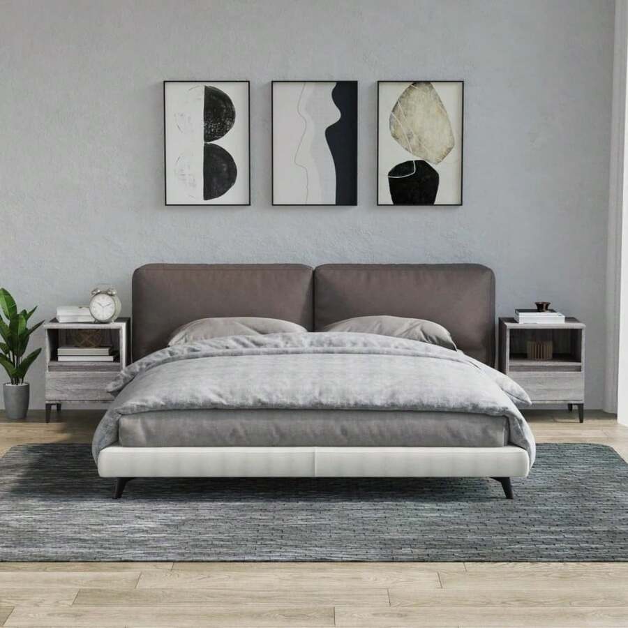 vidaXL Mesas de cabecera 2 unidades Sonoma gris 40x35x50 cm - Gris - Ver 1