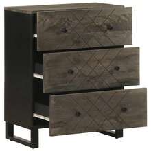 vidaXL Buffet noir 60x33x75 cm bois massif de manguier - Preto - Ver 2