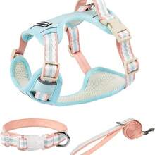 Pechera con Collar Y Correa para Perro Gato Mediano Grande (Azul Claro, L) - azul claro+l - Ver 2