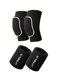 1 Set Of Elastic, Breathable & Thick Foam Elbow, Knee And Wrist Pads, Suitable For Roller Skating, Ice Hockey, Volleyball And Other Sports, Providing Impact Protection