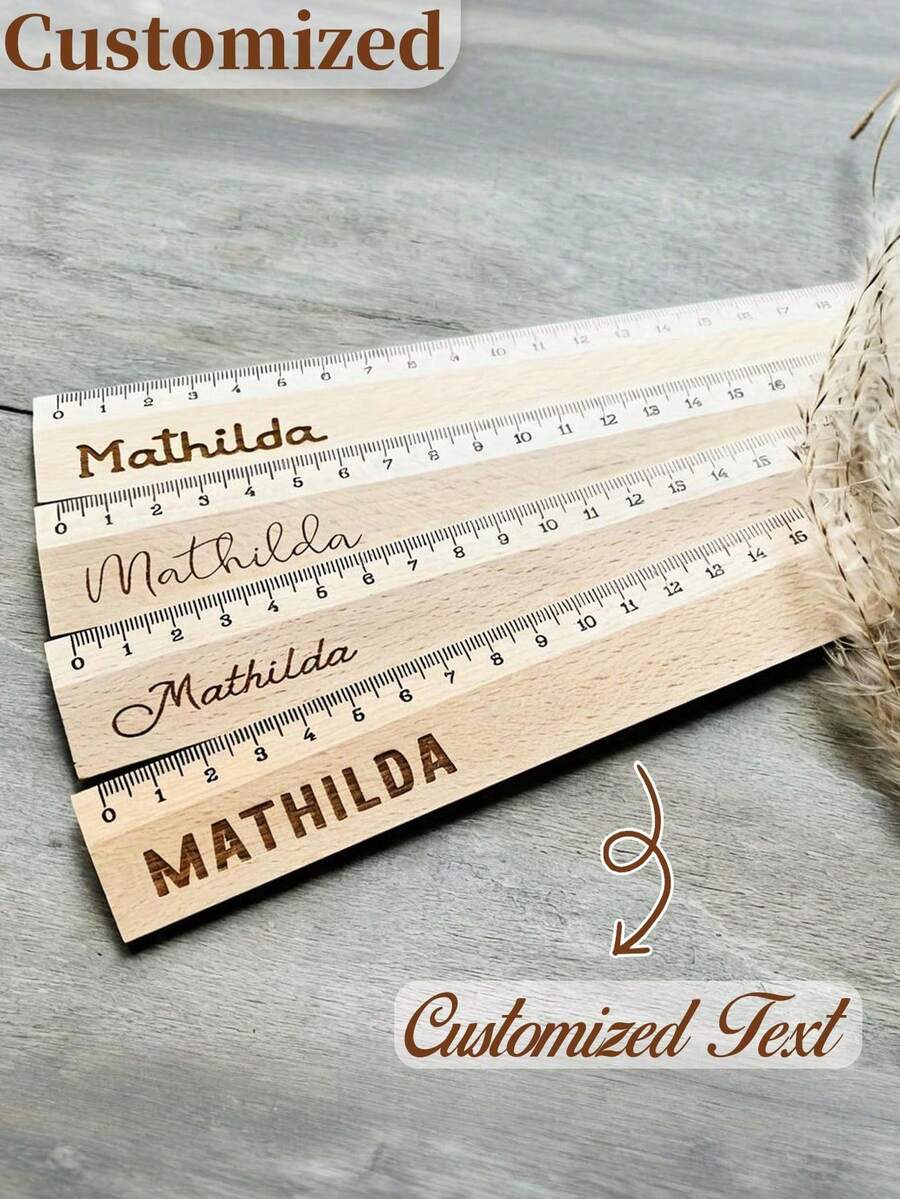 Personalized Ruler - Custom Name/Text, Clear Scale Markings, Wooden Measuring Tool. Ideally Suited For School Use In Offices And Art Projects - Perfect Gift Choice: Birthdays, Teacher Appreciation Day