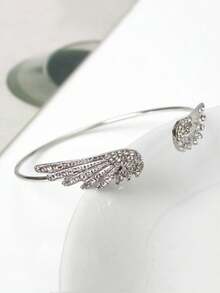 1 chiếc vòng tay hình cánh thiên thần bằng bạc có thể điều chỉnh, phụ kiện dành cho nữ, trang sức cá nhân hóa tối giản, trang trí tiệc. - Bạc - Xem 5