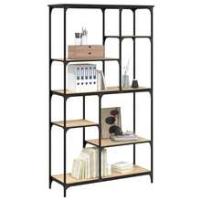 vidaXL Bibliothèque chêne sonoma 99x35.5x176 cm made of engineering technology - Castano - Visualizzare 3