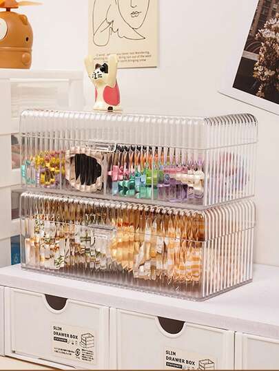 Caja de almacenamiento de accesorios para el cabello de niños, con compartimentos, multinivel con tapa, para gomas del cabello, diademas, joyería de niñas, de goma, caja para pinzas de pelo