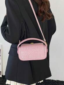 新款时尚纯色高端奢华方形手提包，欧美风女士百搭晚宴包，适合送给女朋友，日常购物、通勤、上学、单肩斜挎皆宜。 - 彩色 - 查看 8