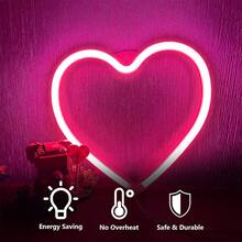 Pink Heart Neon Sign, Battery Operated Or USB Powered LED Heart Lights For Valentines Day Decoration, Valentines Gifts For Wife Wedding Proposal Anniversary Mother's Day Girls' Room Table Wall Decor - 粉色 - 查看 3