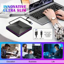 2A2C (Readable + Writable) External DVD-R/W Optical Drive, USB 3.0 High-Speed Transmission, Dual Type-C Interfaces, 2 USB Ports And 2 C Ports, Supports SD/TF Card Readers, Plug-And-Play Burner Suitable For Laptops, Personal Computers, High-Definition Playback, Stylish Design With RGB Buttons To Switch Light Colors, Easy To Carry - Black - View 3
