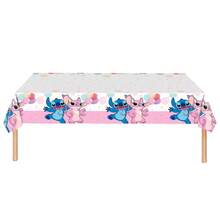 1pc Cute Cartoon Theme Party Tablecloth, Birthday Party Disposable Tableware Set Decorations, Pink And Blue, Disposable Tablecloth, Party Decorations, Cake Table Decor Props - Multicolor - View 6