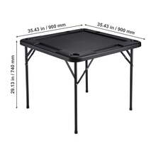 Mahjong Table Square 4 Player Folding Card Table With 4 Cup Holders & 4 Chip Trays Portable Domino Game Table With 1 Set Of Dominoes For Mahjong Poke Puzzles 35.4 X 35.4-Inch Black - Black - View 10