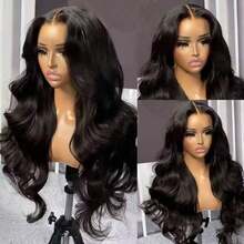 MECRY Women's Black Medium Split Long Curly Hair Wig - European And American Style, Big Wave Design - Natural & Black - View 7