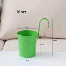 10 buc/set Ferro Pastoral Veranda jardiniere, găleată metalică suspendată pe perete, suport pentru flori, ghiveci, decor de grădină - Multicolor - Vizualizare 16