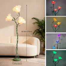 1pc (Feed Bulbs*3 )American Retro Garden Flower Floor Lamp, Net Red Creative Floor Lamp, Style Atmosphere, Sweet, Elegant, Suitable For Bedroom, Living Room, Office, Studio Floor Lamp (Free 3 RGB Bulbs) - 美規A型插(110-127V) - 查看 12