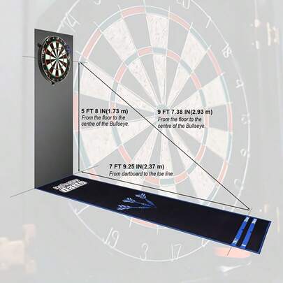 1pc Professional Dart Training Mat, Non-Slip Dart Throwing Mat With Clear Distance Markings, Durable Floor And Dart Head Protection Pad, Scratch-Resistant Dart Practice Mat, Suitable For Game Room/Home Bar/Man Cave/Club Decoration, Essential Dart Board Accessory For Daily Training/Competition, Suitable For Dart Beginners And Professionals
