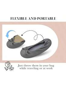 EstiloKeyela Pantuflas De Bailarina Para Mujer Con Lazo Suave Y Suela De Gamuza, Antideslizantes, Para DormitorioVersióN Mejorada - Gris - Ver 4