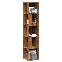 vidaXL Armoire d'angle vieux bois 33x33x165 cm bois d'ingénierie - Tabac - Voir 1