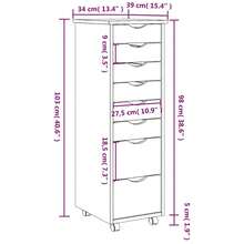 vidaXL Armoire roulante avec tiroirs MOSS bois de pin marron miel - Tabac - Voir 10