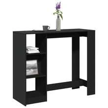 Table de bar vidaXL avec étagère noire 124 x 46 x 103,5 cm, structure en bois. - Noir - Voir 1