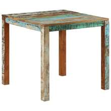 vidaXL Table à manger 82x80x76 cm Bois de récupération massif - Multicolore - Voir 10