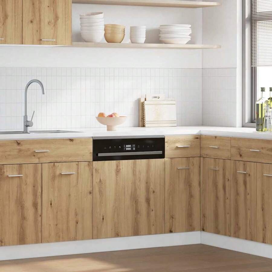 vidaXL Panneau de lave-vaisselle "Lyon" Chêne artisanal 60 x 1,5 x 67 cm Bois d'ingénierie - Tabac - Voir 1