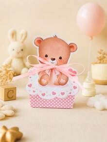 12 pièces Boîtes cadeaux en forme d'ours en peluche, boîtes d'emballage en papier avec motif d'ours mignon pour bonbons et chocolats, convient pour les cadeaux de baby shower, boîtes cadeaux pour fête d'anniversaire sur le thème de l'ours, cadeaux de mariage, décoration de fête de révélation de genre, décoration de fête d'ours en peluche, décoration de table, fournitures pour fête d'anniversaire d'ours, remise des diplômes, rentrée scolaire et autres occasions. - ours - Voir 5