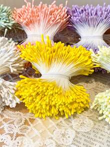 300-380颗/900-1140颗 2毫米哑光花蕊，仿真花配件，花心，花苞，花瓣，适用于DIY手工人造花卉工艺品、花卉装饰、发饰 - 彩色 - 查看 3