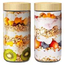 2/4 Pack 16oz Glass Jars With Airtight Lids; 10oz/24oz Overnight Oats Containers With Bamboo Lids; Wide Mouth Mason Salad Jars; Glass Food Storage Containers For Snacks, Yogurt, Spices And Sugar - Multicolor - View 15