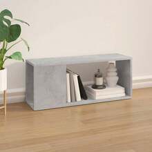 vidaXL Meuble TV cinza beton 80x24x32 cm Bois d'ingénierie - Cinza - Ver 3