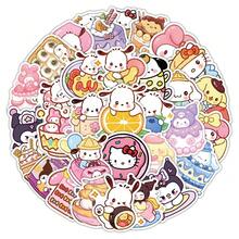 SANRIO 52PCS Cartoon Cute HelloKitty Cinnamoroll Kuromi Mymelody Graffiti Stickers For Bicycle Hand Account Pencil Case Decals - 52PCS - View 1