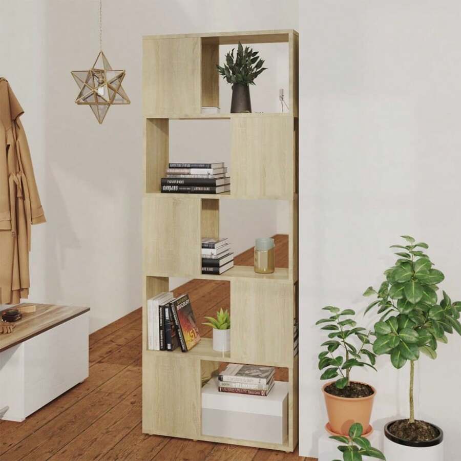 vidaXL Biblioteca/Separatore di pezzi Chêne Sonoma 60x24x155 cm - Castano - Visualizzare 1