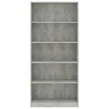 vidaXL Libreria a 5 Livelli Gris béton 80x24x175cm Bois ingénierie - Grigio - Visualizzare 4