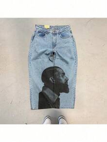 Men's Digital Print Flare Jeans Lightweight Denim Casual - XHm8CxI9u-藍色 - 查看 2