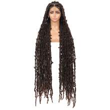 全双层蕾丝前三角无结辫子假发，带婴儿发，47英寸超长辫子假发，蝴蝶蕾丝前额编织假发 - 棕色 - 查看 9