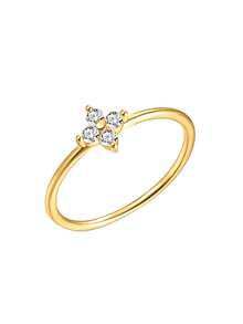 1枚优雅的立方氧化锆四叶草戒指，适合女士日常佩戴，采用铜材质，不易褪色，是理想的礼物之选。 - 金色 - 查看 5