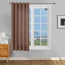 1pc/2pcs Modern Solid Blackout Curtains With Top Loops, Sheer Voile Curtains For Living Room, Bedroom Curtains Balancing Privacy And Light, Deep Brown Curtains - Dark Brown - View 18