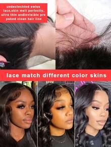 13x6 Lace Front 250% Density Lace Front Wig Human Hair Body Wave Transparent Brazilian Virgin Human Hair Wigs 13x4 Lace Front Wigs Human Hair Pre Plucked With Baby Hair For Women Natural Black 8-42 Inch - Natural Black - 查看 3