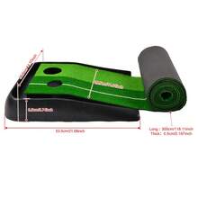 WIN.MAX 3m Golf Dual-Hole Putting Trainer, Non-Slip Plastic Turf Practice Mat, Golf Putting Training Aid, Golf Putting Green, Outdoor Swing Fitness Equipment, Holiday Gift - Green - View 2