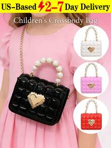 Baby Purse For Toddlers, Girls Purses For Kids , Genuine Pearls & Chain Mini Purse For Little Girls - Ultimate Princess Birthday Gift, Flower Girl Accessory, Photoshoot Prop, Party Bag For Kids - Toddler Dress-Up, Tea Party, Easter Basket - Cute, Elegant, Durable &  Children's Fashion Bag - 彩色 - 查看 1