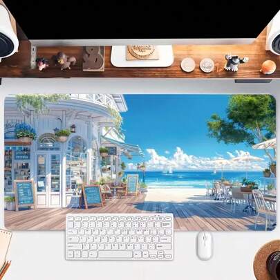 Seaside Convenience Store Mouse Pad Large Gaming Mousepads Non-Slip Laptop Art Tablet Desk Accessory Aesthetic Mat PC Playmat