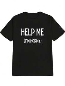 Interesting Graphic - Help Me (I'M Eager) T-Shirt - Space Black - View 1