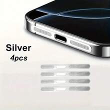4pcs Ultra-Thin Metal Anti-Dust Sticker Set Compatible With IPhone 16/15/14/13/12 Series (4pcs/Set), Designed For Phone Speaker, Earpiece Anti-Dust Sticker To Prevent Dust Entry!